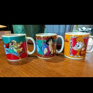 Vintage Disney Aladdin Set of Three Coffee Cups
